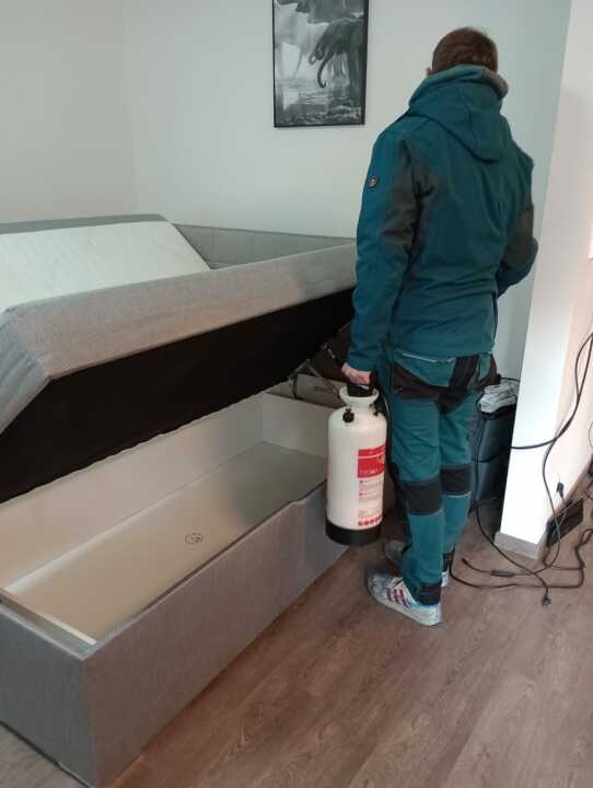 Proces hubení štěnic v bytě